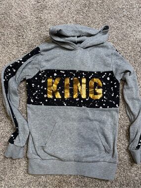Urbane Gray Hoodie with Gold 'KING' Graphic